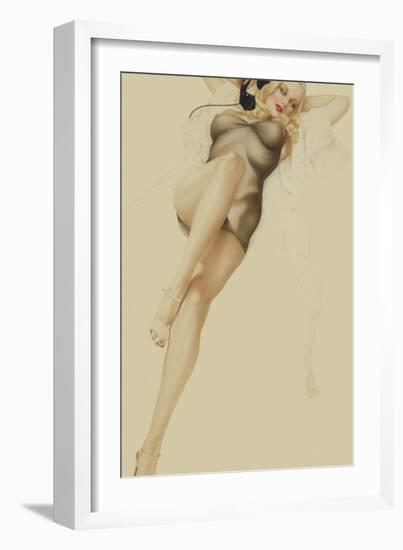 Varga Girl, October 1940-Alberto Vargas-Framed Art Print