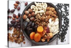 Variety of 12 Assorted Nuts and Dried Fruits-alenkasm-Stretched Canvas