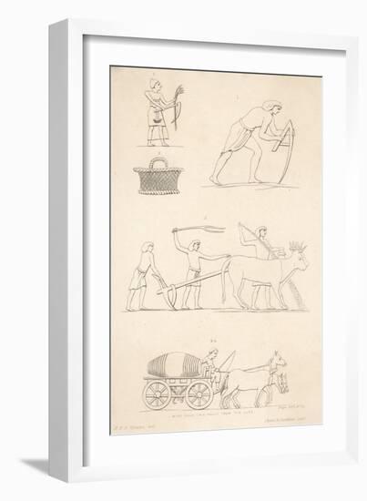 Variety of Ancient Egyptian Farming Scenes and a Horse- Pulled Wine Cask Originally from the Alps-Chant & Saddler-Framed Art Print