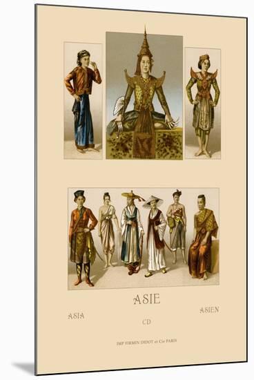 Variety of Asian Costumes-Racinet-Mounted Art Print