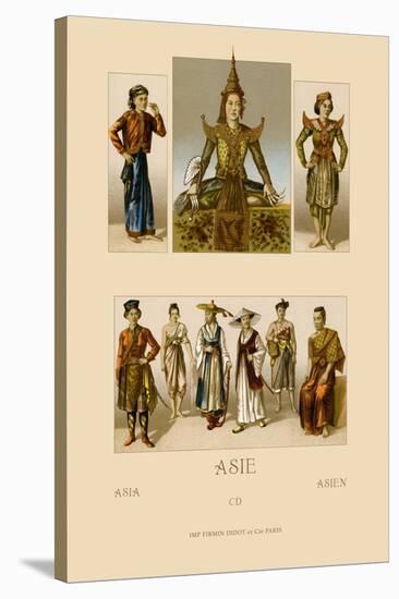 Variety of Asian Costumes-Racinet-Stretched Canvas