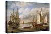 Variety of Dutch Boats: Sailboats, Ships and Barges. Oil on Canvas by Lieve Pietersz Verschuier (16-Lieve Verschuier-Stretched Canvas