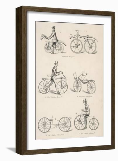 Variety of Early Bicycles-null-Framed Art Print