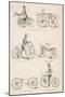 Variety of Early Bicycles-null-Mounted Art Print