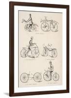 Variety of Early Bicycles-null-Framed Premium Giclee Print