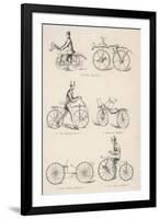 Variety of Early Bicycles-null-Framed Premium Giclee Print