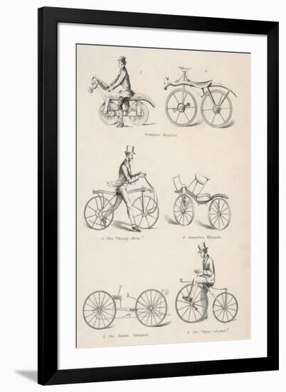 Variety of Early Bicycles-null-Framed Premium Giclee Print