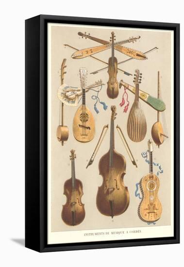 Variety of Stringed Instruments-null-Framed Stretched Canvas