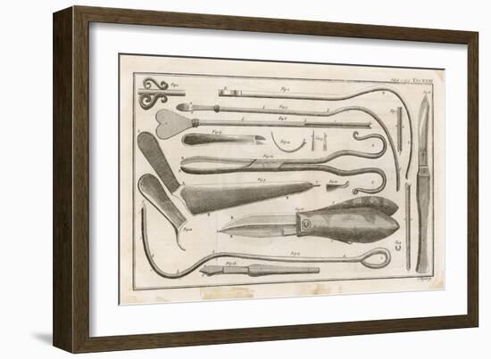 Variety of Surgical Instruments-J. Mynde-Framed Art Print