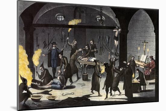 Variety of Tortures Used during the Spanish Inquisition-null-Mounted Giclee Print