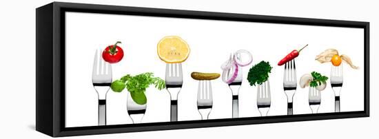 Variety of Vegetarian Food on Forks-foodbytes-Framed Stretched Canvas