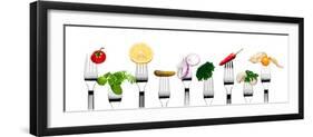 Variety of Vegetarian Food on Forks-foodbytes-Framed Photographic Print