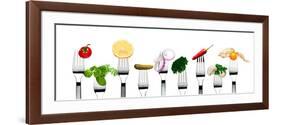 Variety of Vegetarian Food on Forks-foodbytes-Framed Photographic Print