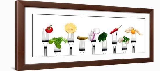 Variety of Vegetarian Food on Forks-foodbytes-Framed Photographic Print