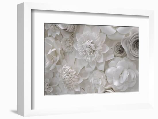 Variety of white flower designs made from cut paper. New York City, New York, USA-Julien McRoberts-Framed Photographic Print