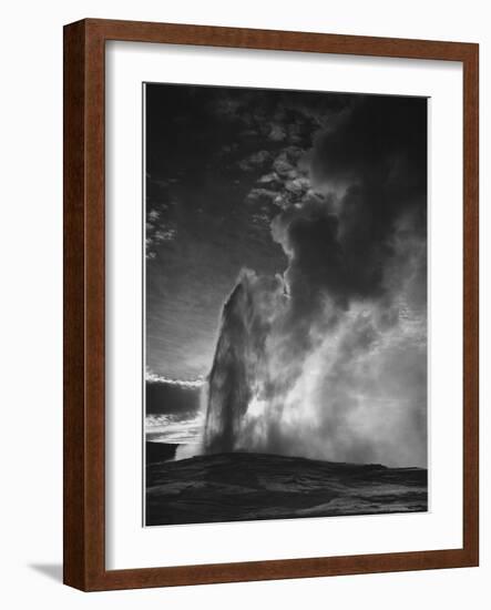 Various Angles During Eruption. "Old Faithful Geyser Yellowstone National Park" Wyoming  1933-1942-Ansel Adams-Framed Art Print