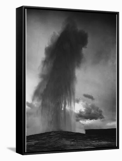 Various Angles During Eruption. "Old Faithful Geyser Yellowstone National Park" Wyoming  1933-1942-Ansel Adams-Framed Stretched Canvas