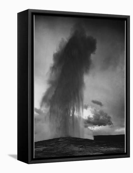 Various Angles During Eruption. "Old Faithful Geyser Yellowstone National Park" Wyoming  1933-1942-Ansel Adams-Framed Stretched Canvas