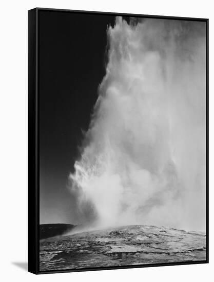 Various Angles During Eruption. "Old Faithful Geyser Yellowstone National Park" Wyoming  1933-1942-Ansel Adams-Framed Stretched Canvas