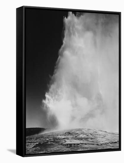 Various Angles During Eruption. "Old Faithful Geyser Yellowstone National Park" Wyoming  1933-1942-Ansel Adams-Framed Stretched Canvas