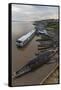 Various boats along the banks of the Amazon River, Loreto, Peru, South America-Michael Nolan-Framed Stretched Canvas