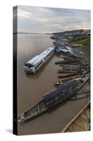 Various boats along the banks of the Amazon River, Loreto, Peru, South America-Michael Nolan-Stretched Canvas