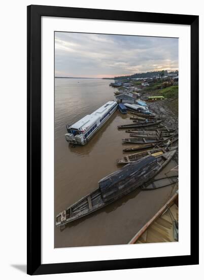 Various boats along the banks of the Amazon River, Loreto, Peru, South America-Michael Nolan-Framed Photographic Print