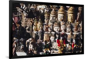 Various Burmese Statues/Masks on Display at Market in Bagan, Myanmar-Harry Marx-Framed Photographic Print