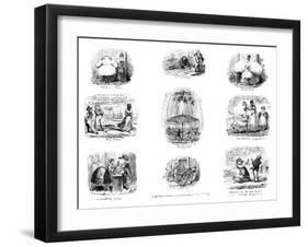Various Cartoons, 1829-George Cruikshank-Framed Giclee Print