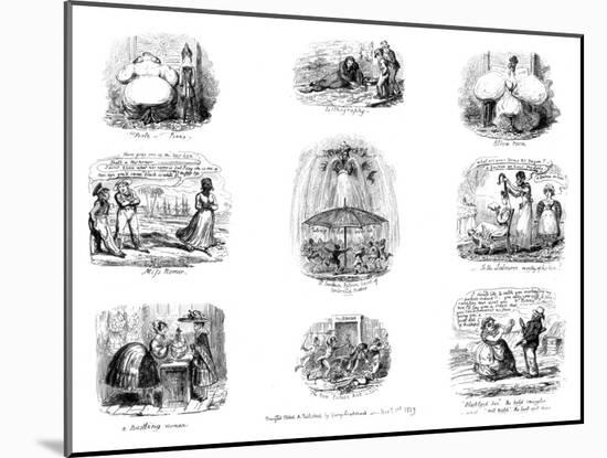 Various Cartoons, 1829-George Cruikshank-Mounted Giclee Print