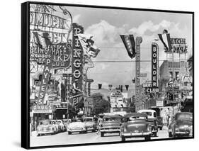 Various Casino Signs along Las Vegas Street-null-Framed Stretched Canvas