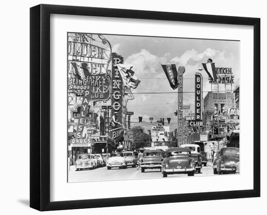 Various Casino Signs along Las Vegas Street-null-Framed Photographic Print