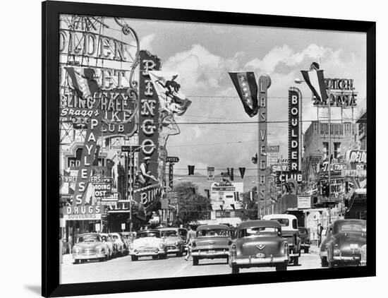 Various Casino Signs along Las Vegas Street-null-Framed Photographic Print