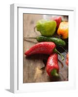 Various Chili Peppers with Drops of Water-null-Framed Photographic Print