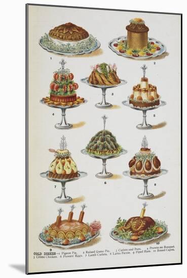 Various Cold Meat Dishes-Isabella Beeton-Mounted Giclee Print