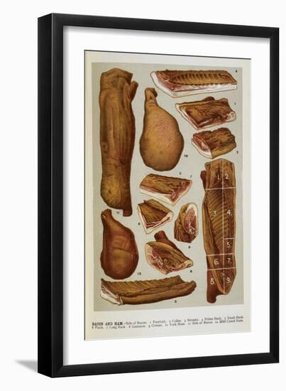 Various Cuts Of Bacon and Ham-Isabella Beeton-Framed Giclee Print