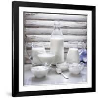 Various Dairy Products in Front of Window Frame-Peter Rees-Framed Photographic Print