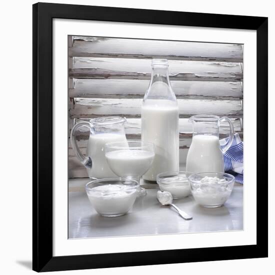 Various Dairy Products in Front of Window Frame-Peter Rees-Framed Photographic Print