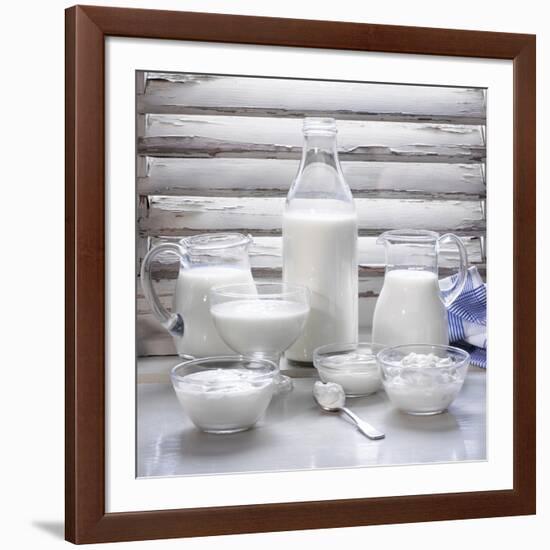 Various Dairy Products in Front of Window Frame-Peter Rees-Framed Photographic Print