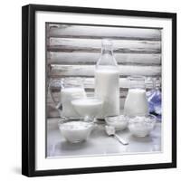 Various Dairy Products in Front of Window Frame-Peter Rees-Framed Photographic Print