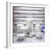 Various Dairy Products in Front of Window Frame-Peter Rees-Framed Photographic Print