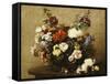 Various Flowers and Roses in a Basket, a Bouquet of Roses on the Table-Henri Fantin-Latour-Framed Stretched Canvas