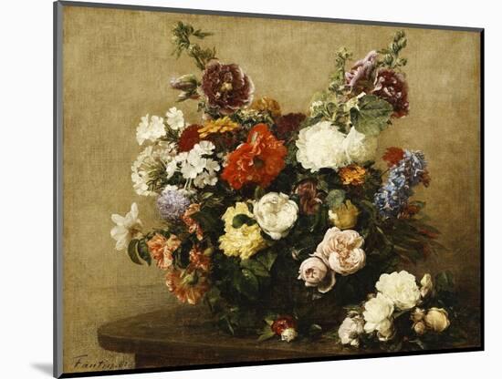 Various Flowers and Roses in a Basket, a Bouquet of Roses on the Table-Henri Fantin-Latour-Mounted Giclee Print