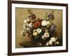 Various Flowers and Roses in a Basket, a Bouquet of Roses on the Table-Henri Fantin-Latour-Framed Giclee Print