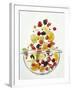Various Fruits Falling into Glass Bowl-J?rgen Holz-Framed Photographic Print
