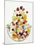 Various Fruits Falling into Glass Bowl-J?rgen Holz-Mounted Photographic Print