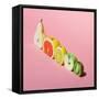Various Fruits Sliced in Half. Minimal Concpet.-Zamurovic Photography-Framed Stretched Canvas