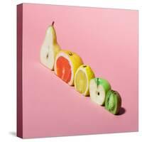 Various Fruits Sliced in Half. Minimal Concpet.-Zamurovic Photography-Stretched Canvas