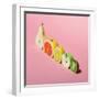 Various Fruits Sliced in Half. Minimal Concpet.-Zamurovic Photography-Framed Photographic Print