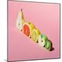 Various Fruits Sliced in Half. Minimal Concpet.-Zamurovic Photography-Mounted Photographic Print